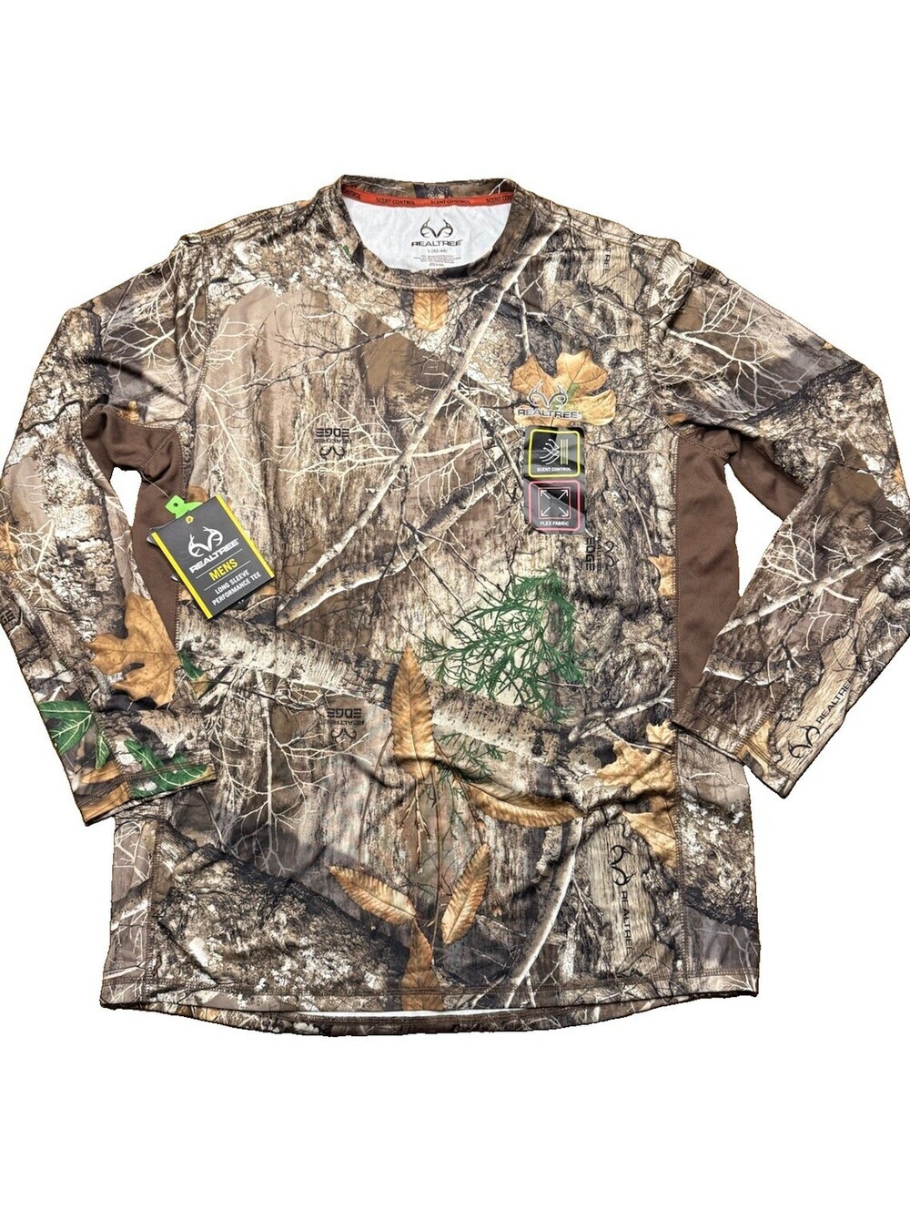 Realtree Men's Long Sleeve Performance Tee with Scent Control and Flex Fabric, C